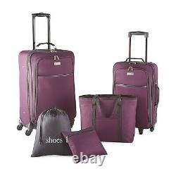 Protocole 249595 Ensemble de bagages à 5 pièces Garrison violet 24, 20, Tote, Trousse de toilette