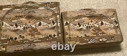 Rayons! 2 Pc Vintage Français Luggage Co Payside Suede Tapestry Unicorn Set