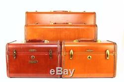 Samsonite Shwayder Bros Vtg Hardshell 4 Piece Set Suitcases Brown Honey Style