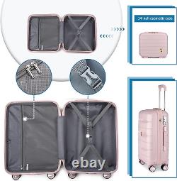 Somago 20in Carry On Bagage Et 14in Mini Cosmetic Cases Travel Set Hardside Lu
