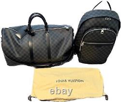 Travel Set Louis Vuitton Damier Keepall 55 Sac À Duffle Et Sac À Dos Michael