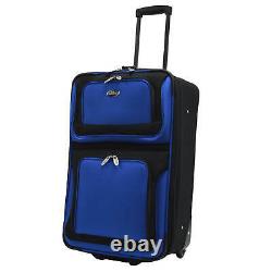 Us Traveler Blue New Yorker 3-piece Expandable Rolling Luggage Bag Ensemble