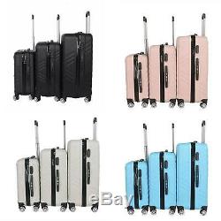 Valise Hard Shell Chariot 4 Roues Set De 3 Valises Lightweight Voyage Bagages