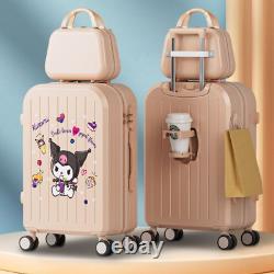 Valise de voyage à roulettes Sanrio Hello Kitty Kuromi avec serrure minimaliste