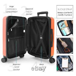 Valise extensible de 20 pouces à coque rigide pour cabine, ensemble de bagages à roulettes avec poche avant.