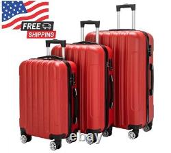 Valises de voyage à roulettes ensemble de 3 grandes valises bagages rigides pour voyager Rouge