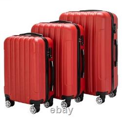 Valises de voyage à roulettes ensemble de 3 grandes valises bagages rigides pour voyager Rouge