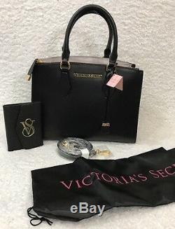 Victoria Secret 3pc Wheelie Valise Luggage Set 100% Bourse Et Passeport En Cuir