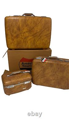 Vintage American Tourister Valuecase Set Hardshell Palomino Brown 3pc Pullman