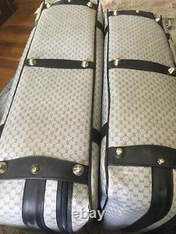 Vintage Gucci Gg Monogram Sac À Bagage Suitcase Set W Verrouillage / Clés