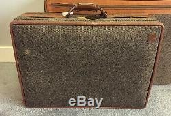 Vintage Hartmann Luggage Set Cuir Et Tweed 4 Pc