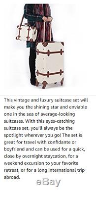 Vintage Luggage Set De Luxe En Cuir Valises Mode Sac À Main Beige Bagages