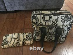 Vintage Samsonite Fashionaire Luggage Set White - Fleurs Noires 4 Pièces