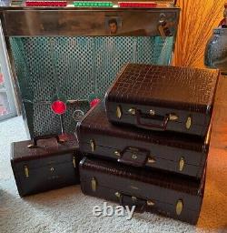 Vintage Samsonite Leather Luggage Set De 4 Style Alligator Rare Find