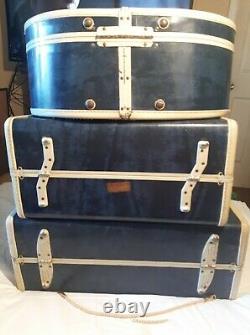 Vintage Samsonite Shwayder Bros. Hawaiian Blue/bone 3-piece Bagage Set Vtg Rare