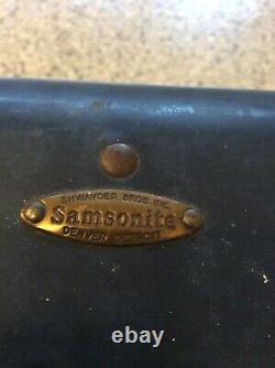 Vintage Samsonite Suitcase Blue Marble MID Century Moderne Large Corps Set 2
