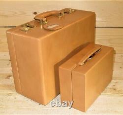 Vtg. Shortrip Leather 2 Set De Bagages 1950s Cas De Train Cosmétiques Case Keys