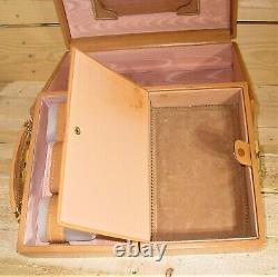 Vtg. Shortrip Leather 2 Set De Bagages 1950s Cas De Train Cosmétiques Case Keys